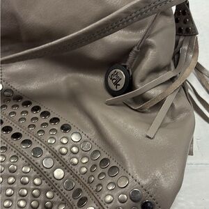 Studded Gray Leather Bag